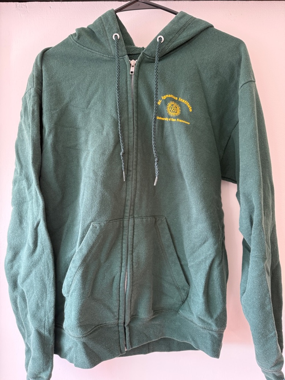 Hanes Green USF Zip-Up Hoodie with Yellow Logo